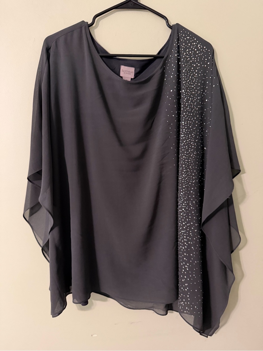 Chico's Charcoal Sheer Tunic with Sparkle Side Panel